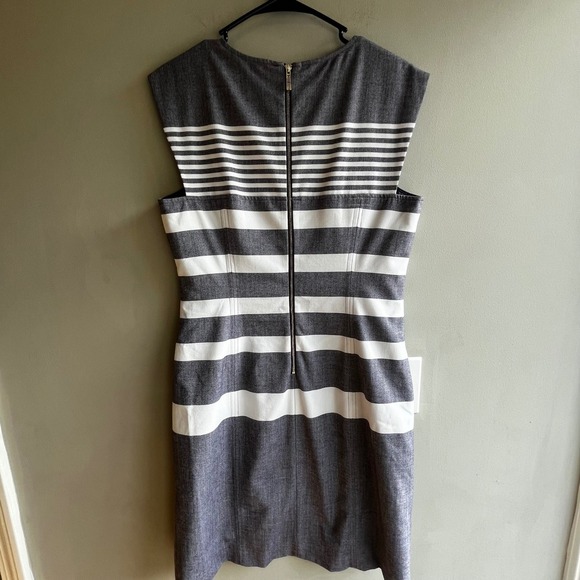 Tommy Hilfiger Dress Sheath Striped Gray White Sleeveless Career Chic Classic - Picture 5 of 10